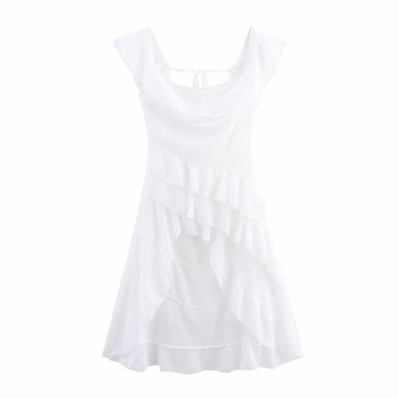 Jnleaog Spring New Arrival Women's Clothing Fashion Style French Fashion Two Colors Asymmetrical Ruffles Sleeveless Dress