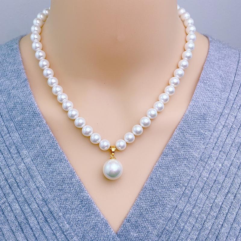 Elegant White Pearl Choker Necklace with Teardrop Pendant - Classic Bridal Jewelry for Women L