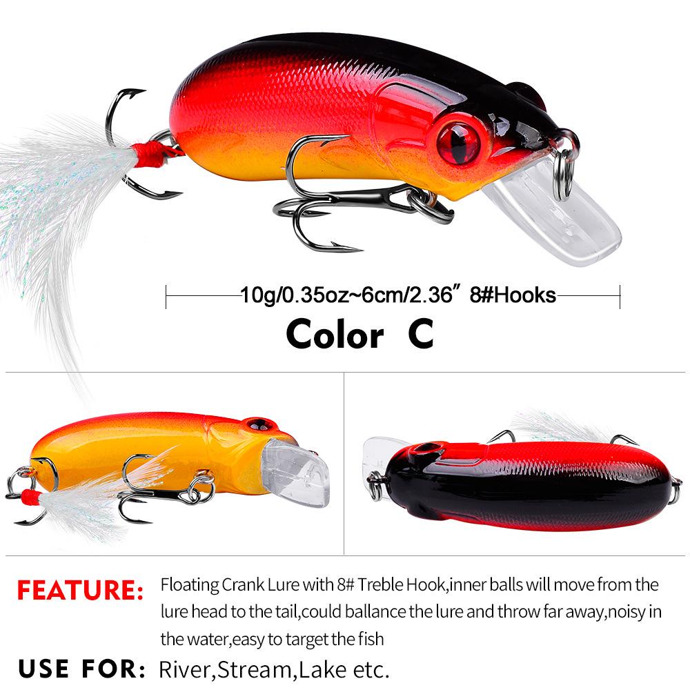 9-Color Mini Chubby Fishing Lure, 6.2cm, 10g, Model DW1109