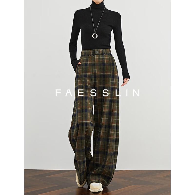 FAESSLIN Women's Vintage High-Waist Straight-Leg Casual Pants