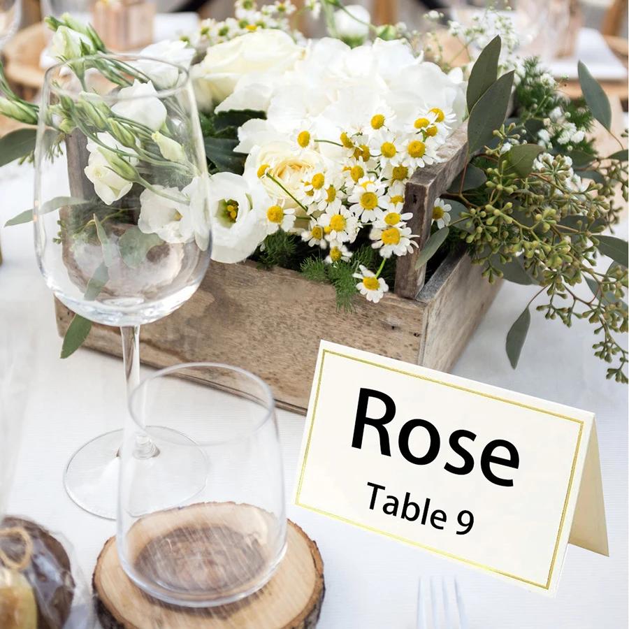 50/100pcs Gold Foil Table Card Wedding Name Guest Card, Seat Name Card Bouquet Gift Cardboard Cards Fo Multipurpose