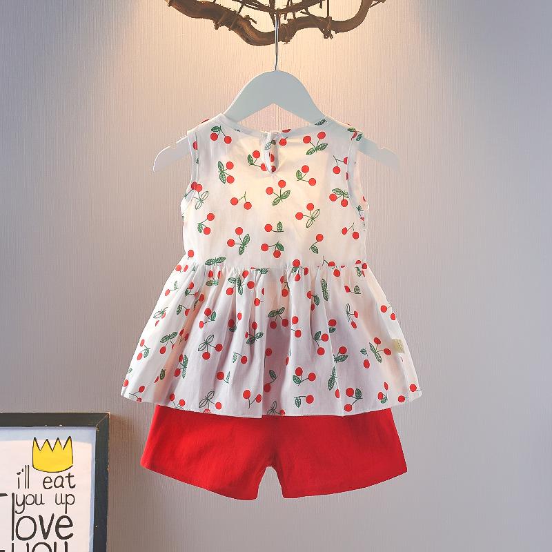 Girls Summer Princess Two Piece Set Short Sleeve Top And Skirt Fashionable Outfit For Little Kids