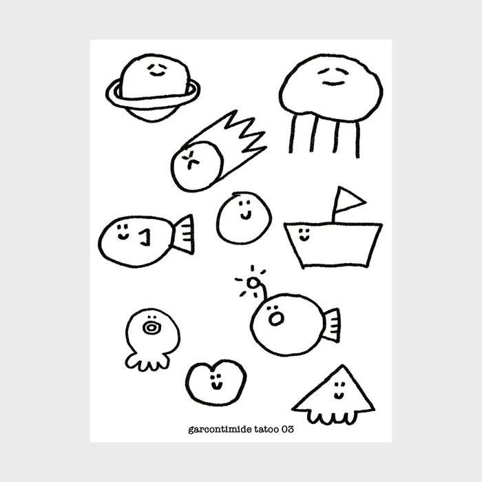 

Garson Timid Cute Tattoo Sticker 03