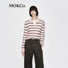 MO&Co. Striped Wool Cashmere Knit Polo Sweater