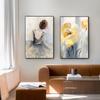 Abstract Canvas Painting Retro Yellow Flower Poster Print Modern Wall Art Pictures for Living Room Bedroom Nordic Home Decor