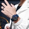 Gj083 Men's Casual Quartz Silicone Watch Decorative Blue Glass Stainless Steel Clasp Characters)