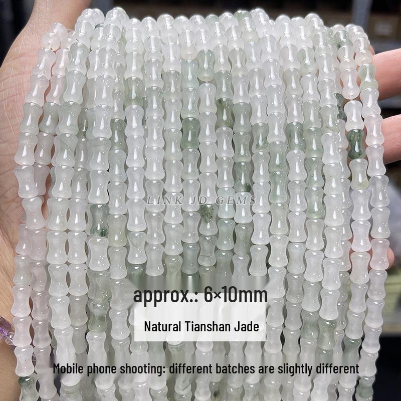 8/10mm Natural Tianshan Jade Old Shape Beads - Ice Jade Stone Apple Beads for DIY Jewelry
