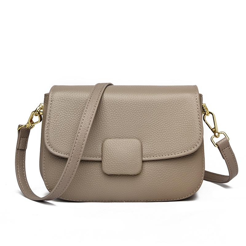 Genuine Leather Women's Bag Fashionable and Versatile Single-shoulder Crossbody Bag Cowhide Small Square Bag