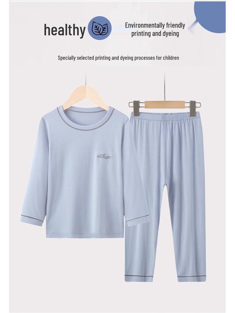 Kids' Modal Pajamas - Boys' & Girls' Long Sleeve Summer Set & Parent-Child Air Conditioning Outfit
