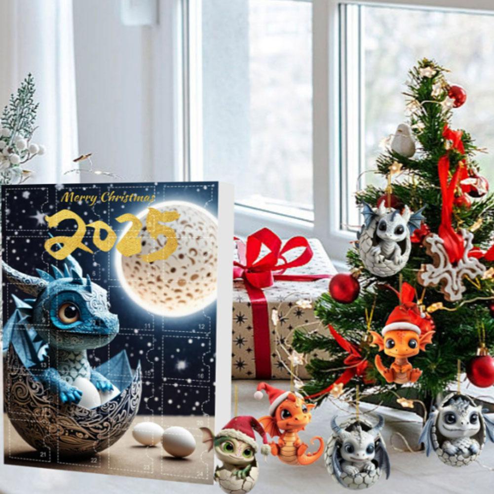 Christmas Advent Calendar 24 Days Toys Gift Box Dragon Ornament Calendar Christmas Tree Car Decoration Dragon Ornaments 2025