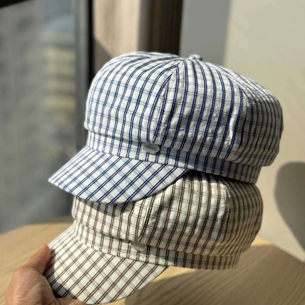 New British retro plaid Hong Kong style octagonal hat children's spring versatile face painter hat fashion cap