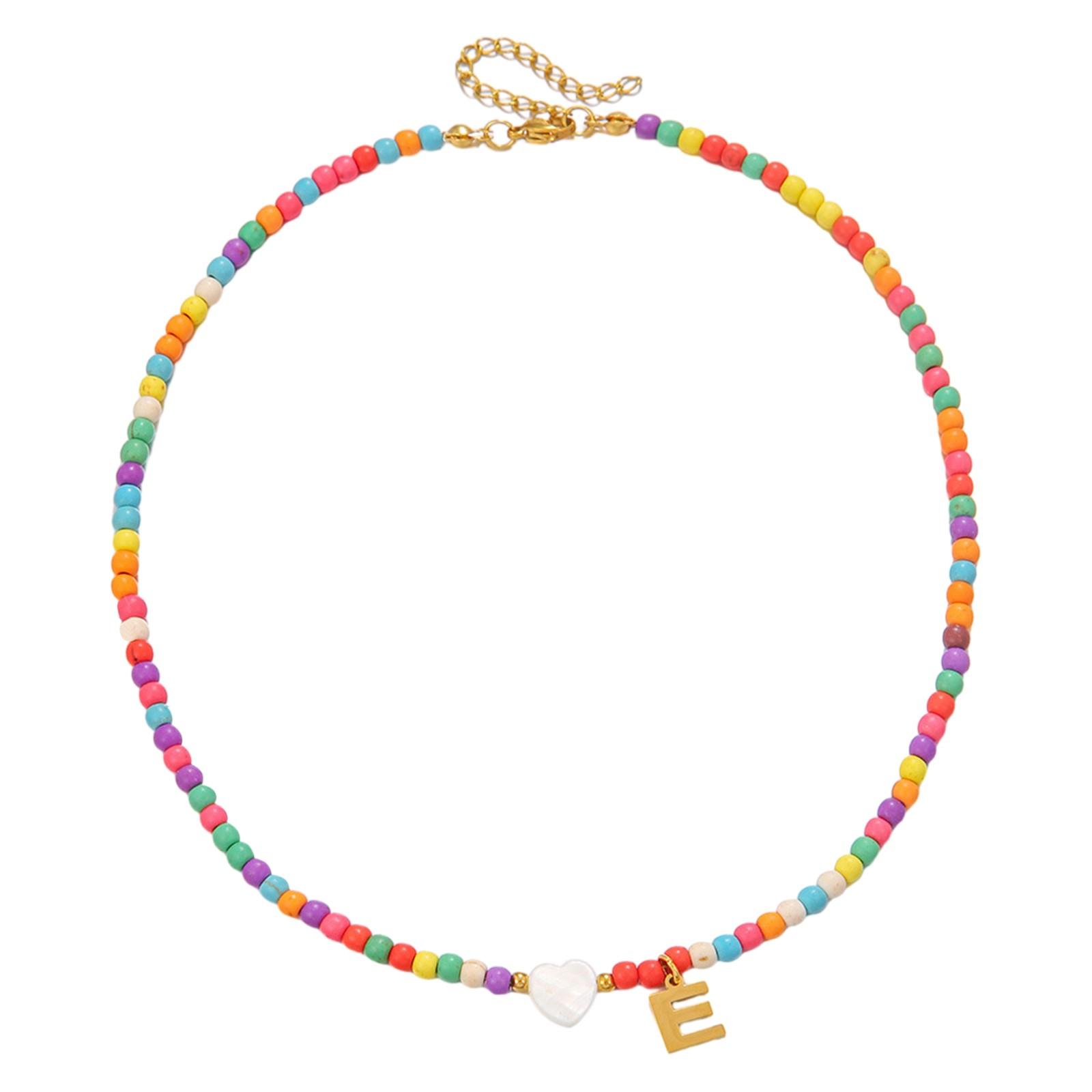 Initial Heart Necklace Letter Necklace Beaded Necklace Valentine s Day Gift