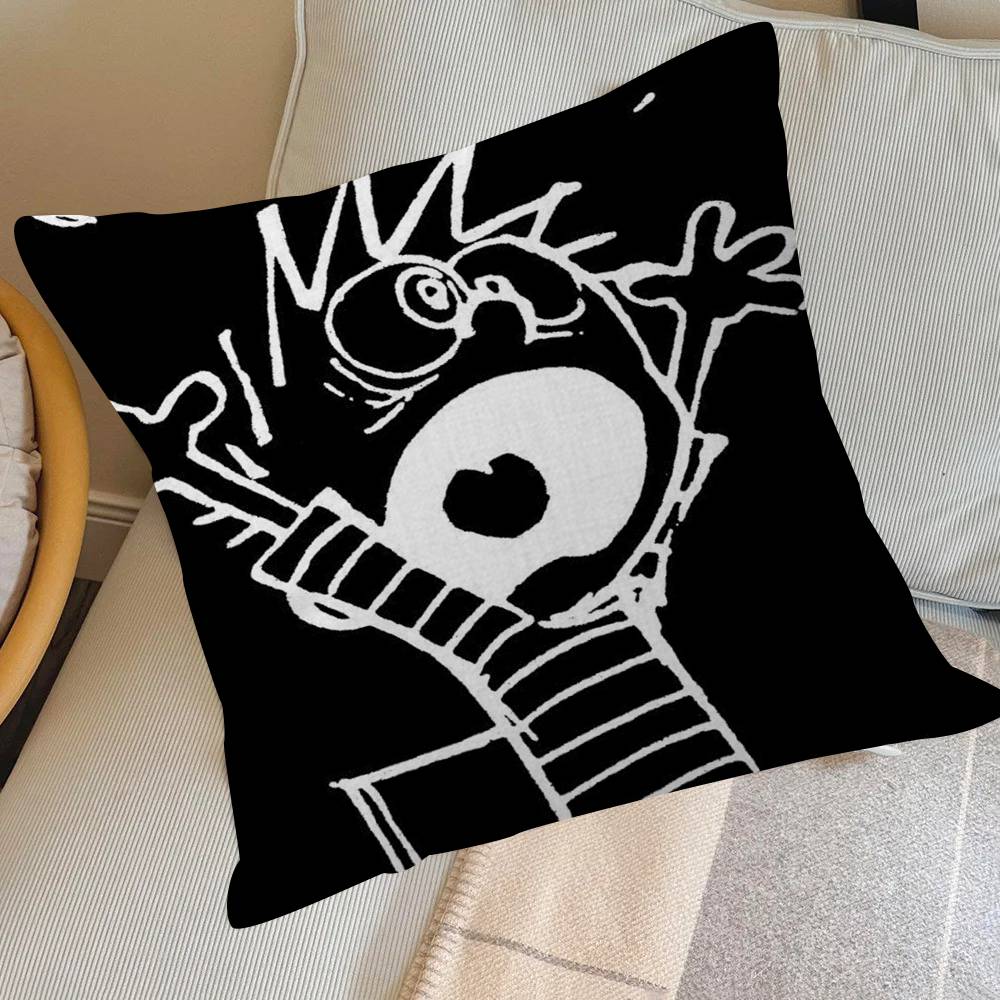 Anime C-Calvin And H-Hobbes Cushion Cover Inches Farmhouse Decor Home Throw Pillow Covers For Couch Decorations