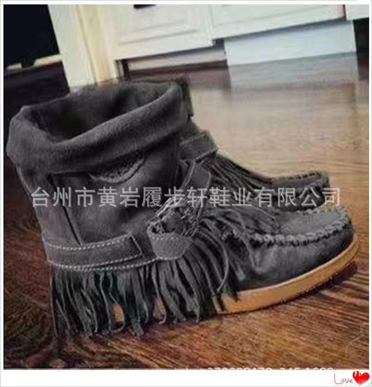 Women Ankle Boots Ladies Suede Shoes Tassel Single Boots Pop Tide Silp-On Boho Boots Women Flat Shoes Cowboy Shoes Short Boots