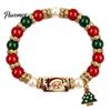 Christmas Beaded Bracelets for Women Bracelet, Elastic Stretch Bracelet with Xmas Holiday Party Outfit Accessories Tree Charm, Jewelry Gifts Men Alloy