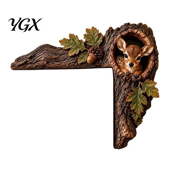 Woodland Door Frame Decor Chipmunk Tree Topper, Squirrel Owl Wooden Sign, Funny Whimsical Unique Housewarming Gifts for Her Animals Corner Ornament,