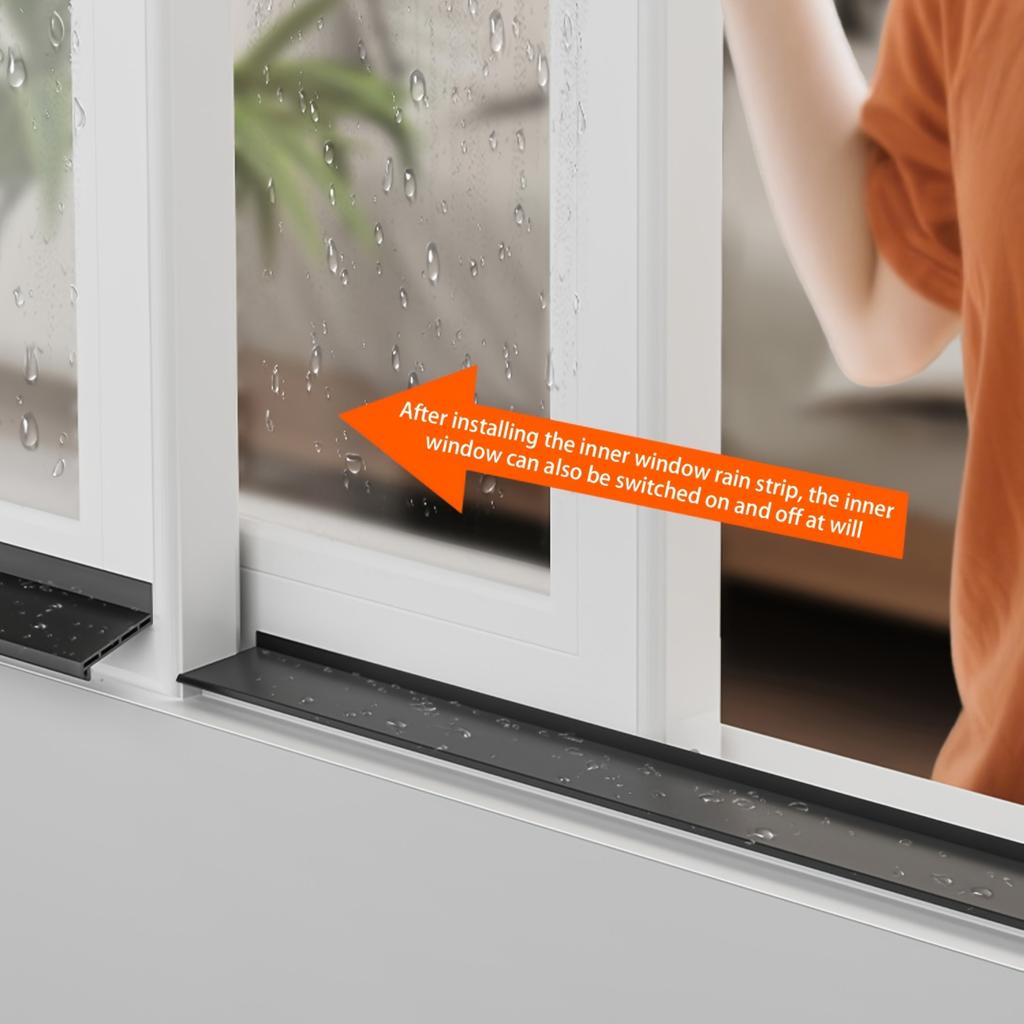 TPE Window Water Blocking Bar Sliding Window Rain Weatherstrip with Adhesive Backing for Insulation Windproof Sealing Strip