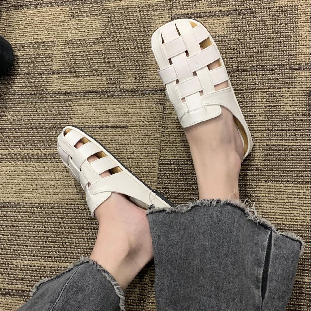 High-end bag head slippers women's summer outer wear one pedal new French temperament versatile casual Muller sandals