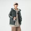 Padded men's winter large size hooded striped loose thickened padded jacket thermal casual padded jacket
