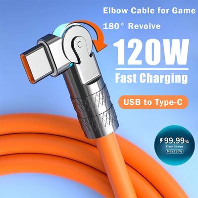 Kabel USB Type C 120W 7A Szybkie Ładowanie Kabel Kątowy Obracany o 180 Stopni do Gry do Ładowarki Telefonu Kabel USB C