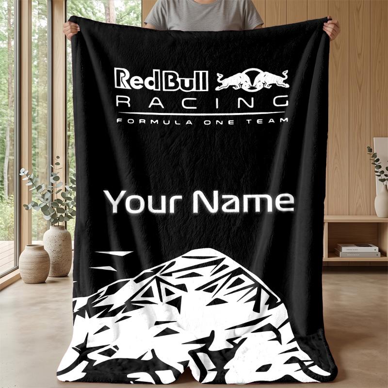 Red Bull Racing Individuelle Flanell-Kuscheldecke Drucken Sie Ihren Namen Text Weiche Warme Decke Weihnachtsgeschenk