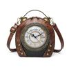 European American Personalized Retro Clock Ladies Handbag High Quality PU Material Antique Shoulder Bags Rivet Dial Design Women's Diagonal Span Bag