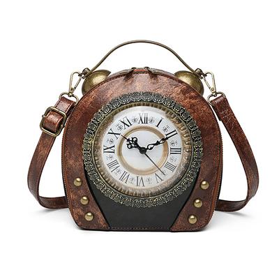 Europäisch Amerikanische Personalisierte Retro-Uhr Damen Handtasche Hochwertiges PU-Material Antike Umhängetaschen Nieten Zifferblatt Design Damen Diagonal-Tasche