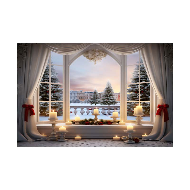 Indoor Window Sill Winter Snow Scene Children Shooting Background Cloth Background Wall Decoration Photo Cloth