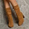 Fashionable High Heel Suede Martin Boots For Women With Comfortable Cotton Lining For Fall And Winter
