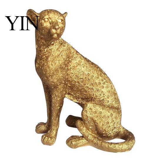 Büro-Desktop-Dekoration Goldene Leopard-Figur Modell, Lebendige Statue, Hockende Lauffigur, Harz-Dekorationsornament für TV-Ständer Eingangsbereich