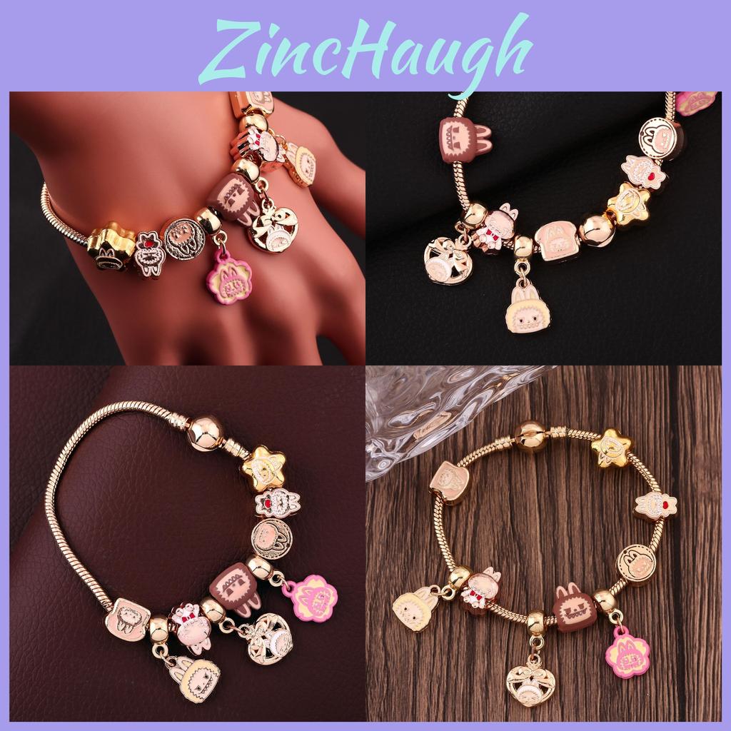 Labubu Themed Diy Bracelet Kit With Gold Alloy Beads For Youths And Creative Crafts
