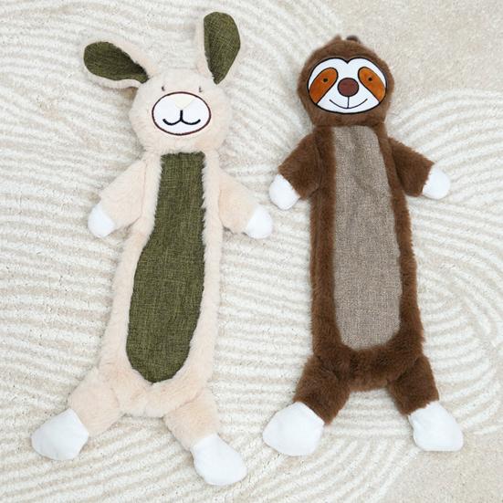 Squeaky Plush Dog Chew Toy Boredom Stress Relief Frog Bear Sloth Rabbit Plushie Small Medium Large Dog Teething Interactive Animal Toy Pet Supplies