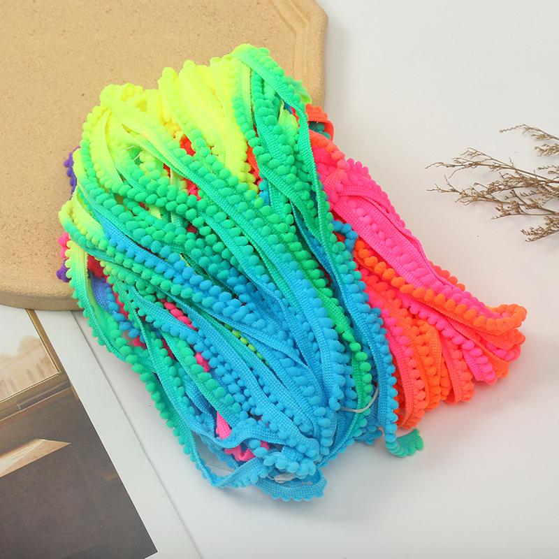 100 Yards Pom Poms Ball Lace Trim Colorful Pompom Fringe Ribbon Edge Sewing Lace Kintted Fabric Diy Clothing Decoration