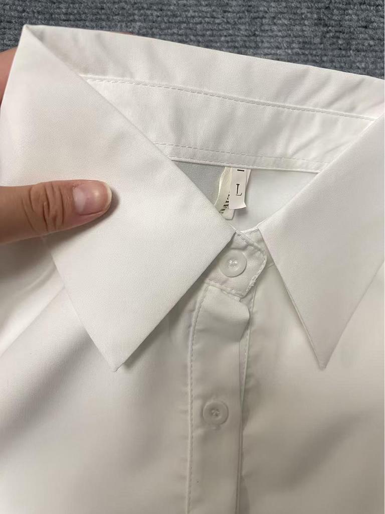 Waist-Cinching Slim White Academy Style JK Shirt for Spring and Autumn