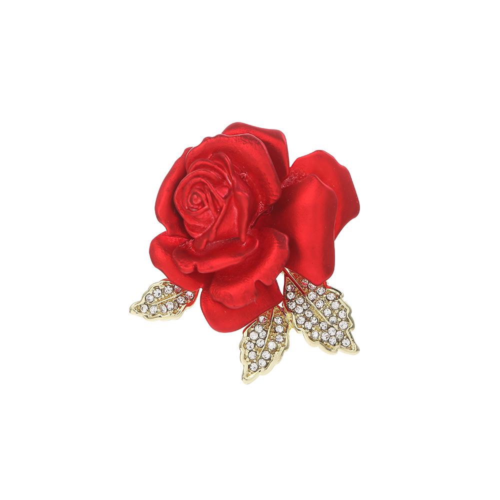 Elegant Korean Rose Rhinestone Brooch - High-End Fashion Suit Decoration & Christmas Gift