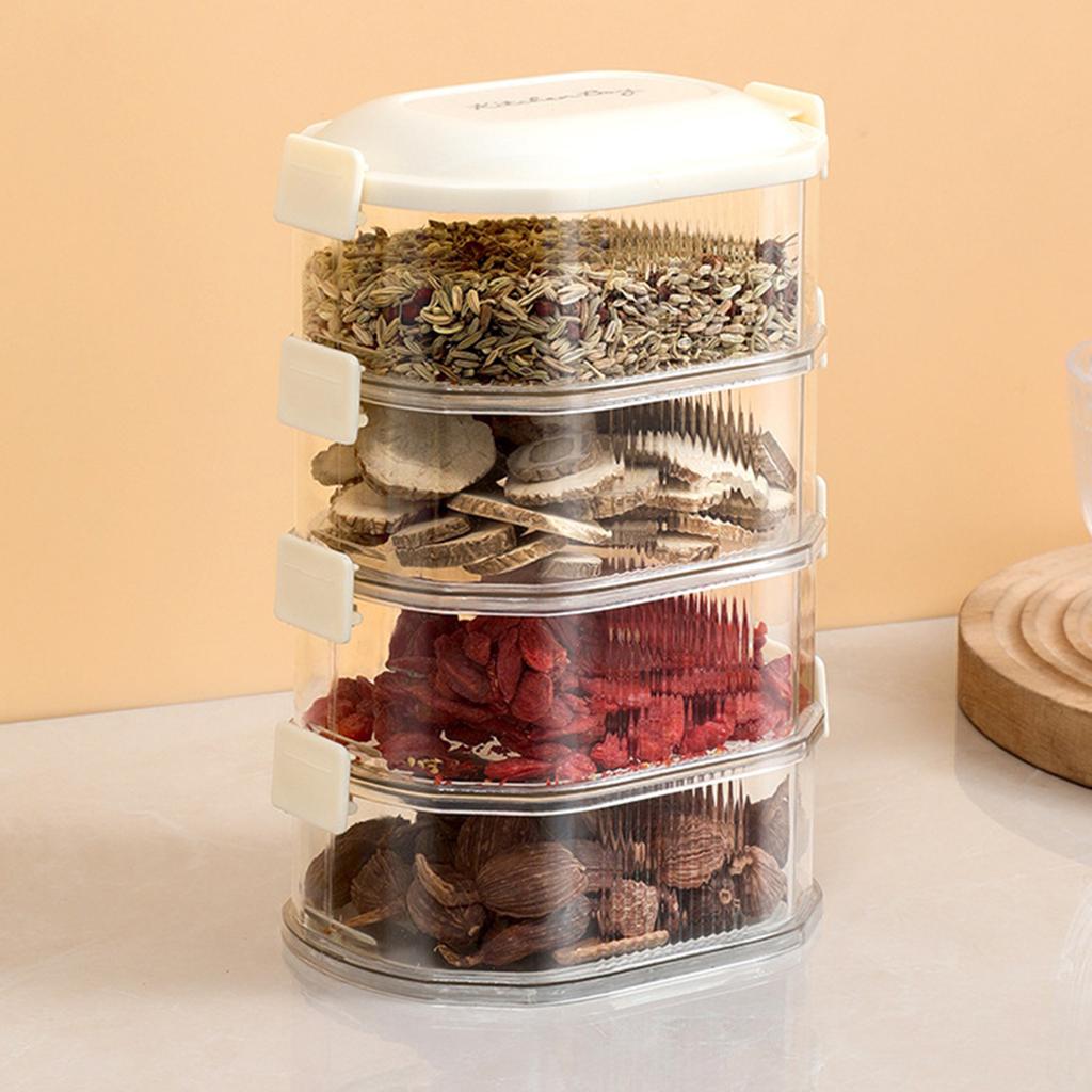 Multi-layer Plastic Spice Storage Boxes Dried Chili Pepper Spice Condiment Boxes Storage Boxes Household Sealed Jars for Kitchen