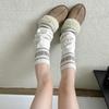 Korean Fair Isle Women'S Socks Autumn And Winter Pile Socks Thick Yarn Knitted Warm Calf Sleeves