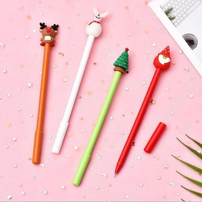 4PCS/1 Set of Cute Cartoon Christmas Series Gel Pens Small Fresh Student Office Signature Pen Exam Pen Stationery