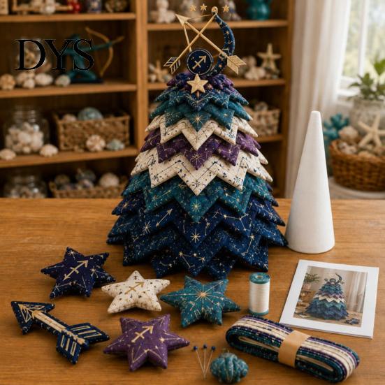 Handmade Gift for Special Occasions DIY Quilted Zodiac Tree Kit, Fabric Patchwork Sewing Constellation Ornament Kit Signs Craft Adults, Desktop