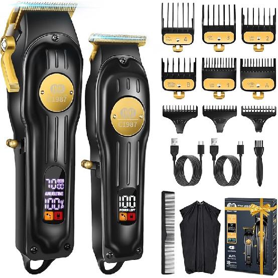 CIICII Mens Hair Clippers and Trimmers Set, Professional Cordless Barber Clippers for Hair Cutting Kit (Rechargeable USB Adjustable Beard & Hair