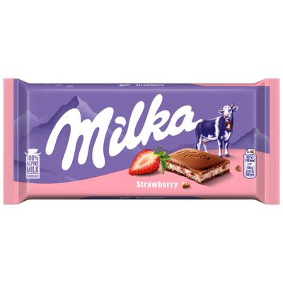 Milka Vollmilchschokolade mit Erdbeergeschmack Füllung 100 g
