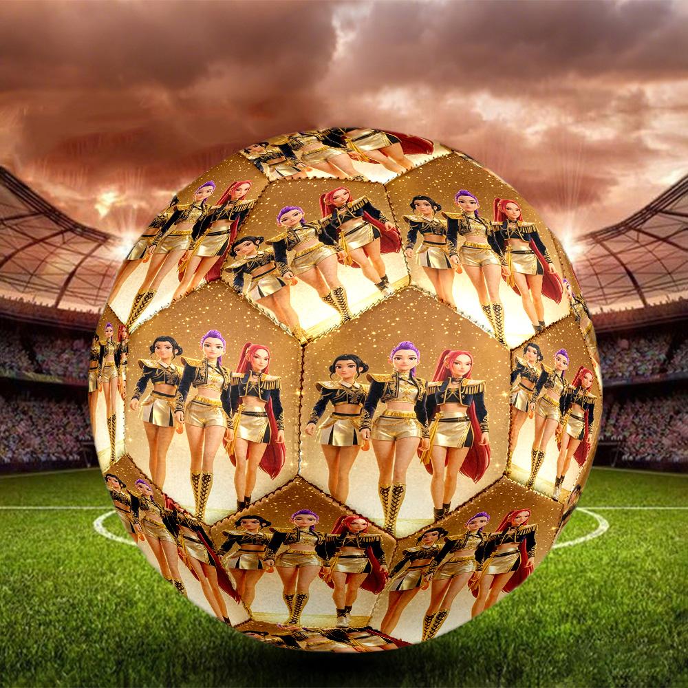 KPop Demon Hunters Druck Größe 5 Fußball, Standard-Matchfußball für Sportspiele und Teamtraining, Ideales Geschenk für Fußballfans