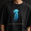 Jellyfish T-Shirt, Go With The Flow Tee, Ocean Graphic Tshirt, Beach Vacation Shirt, Coastal Aesthetic Oversized Tee, Summer Trendy Tshirt
