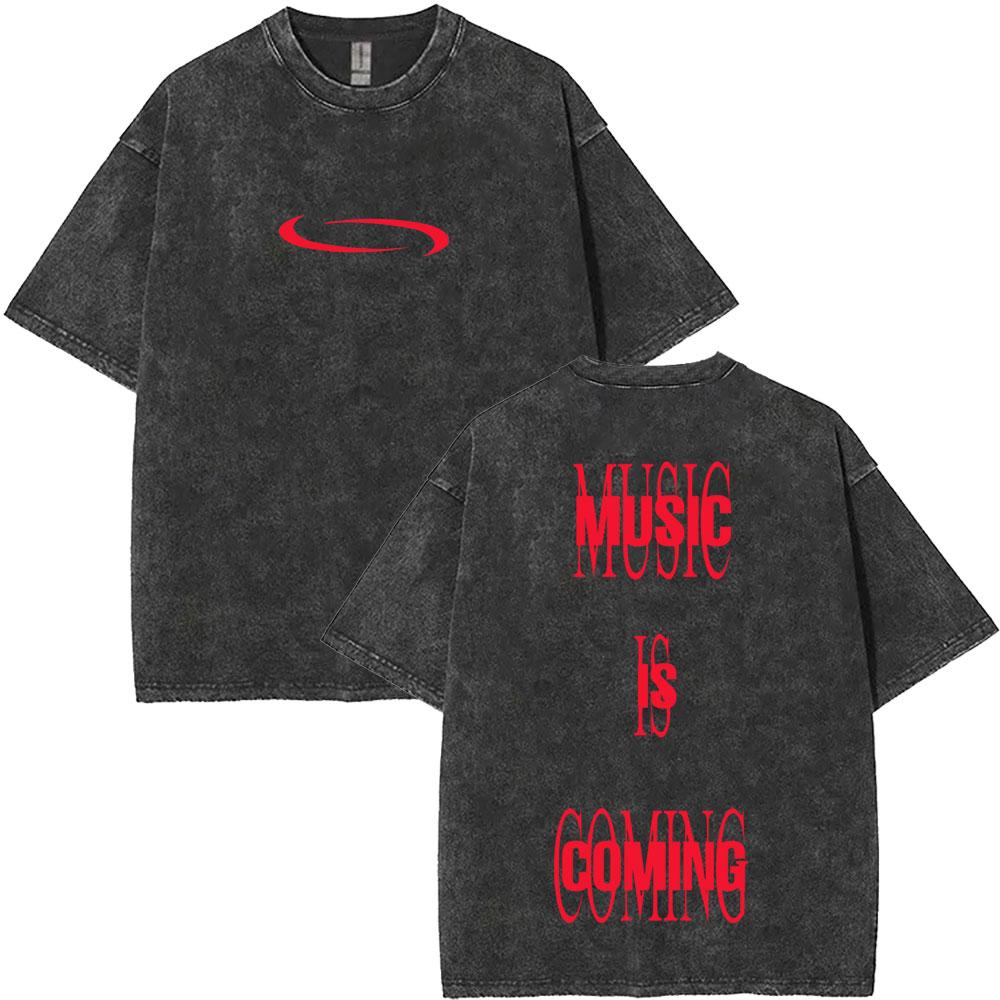 Retro Washed Playboi Carti I AM MUSIC Logo T Shirt Opium Ken Carson Narcissist Rap Tshirts Men Hip Hop Vintage Oversized Tshirt
