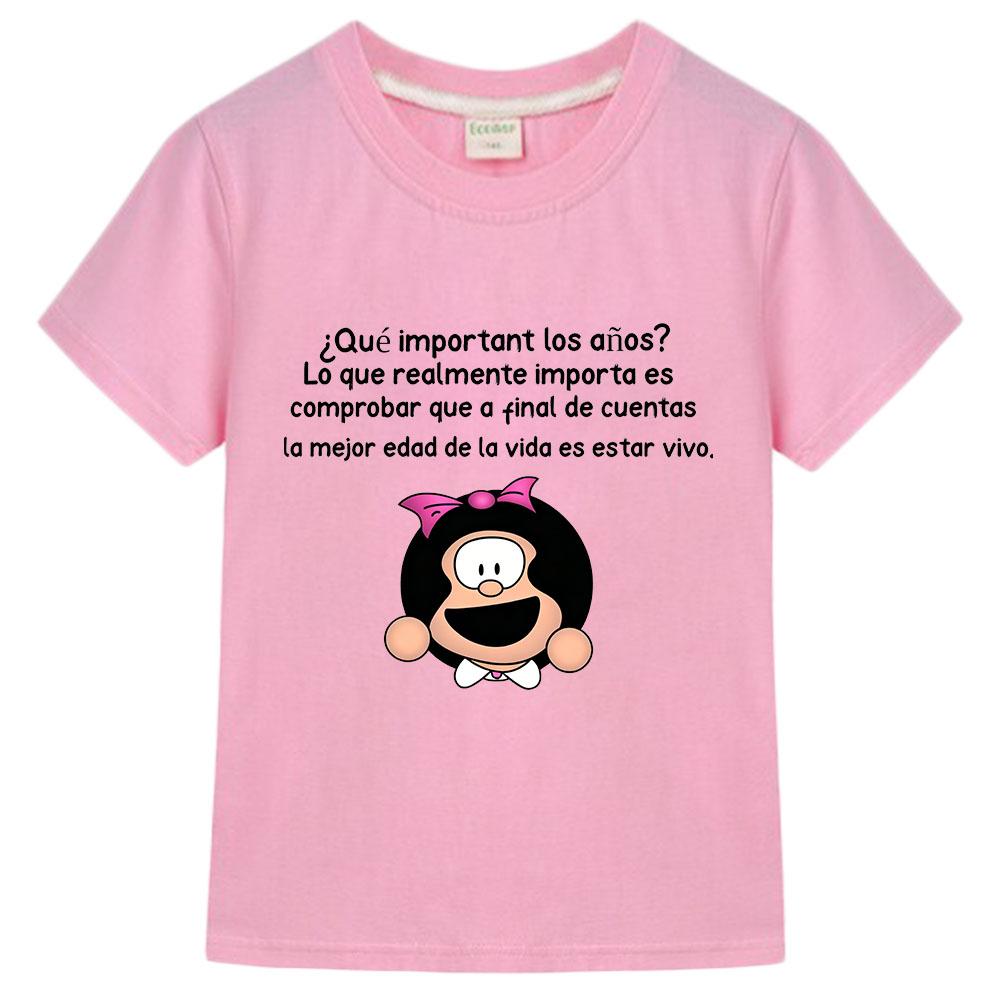 100% Bavlna Mafalda Dětské Tričko Kreslené Dívčí Oblečení Roztomilé Chlapecké Krátký Rukáv Manga Potisk Vrcholy Letní Dětská Trička Camisetas Anime Tričko