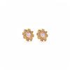18K Gold-Plated Silver Zircon Oval Stud Earrings - European & American Luxury Vintage Style