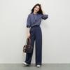Women's Retro Plaid Tie-Neck Long-Sleeve Blouse