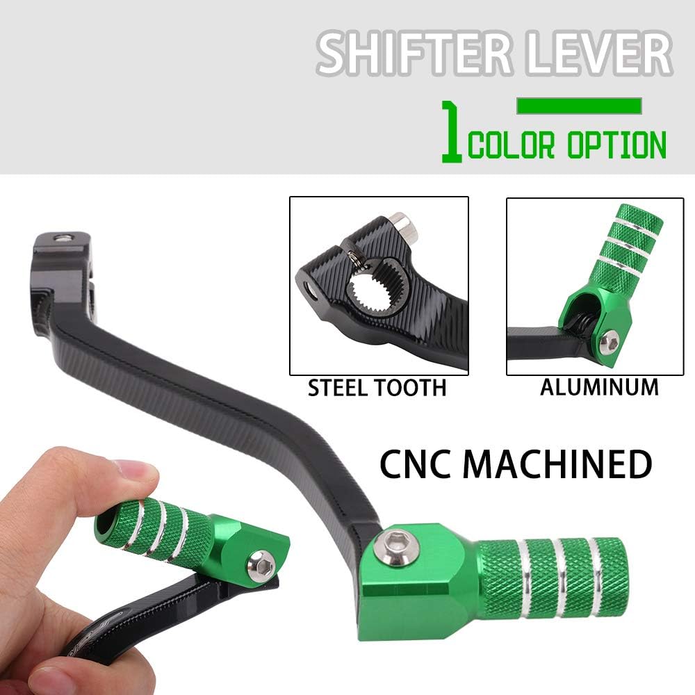 AnXin Motorcycle Gear Shifter Pedal Shift Lever Arm CNC for KX250F 2009-2020 KX250 2019-2023 KX250X 2021-2023 Dirt Bike Green