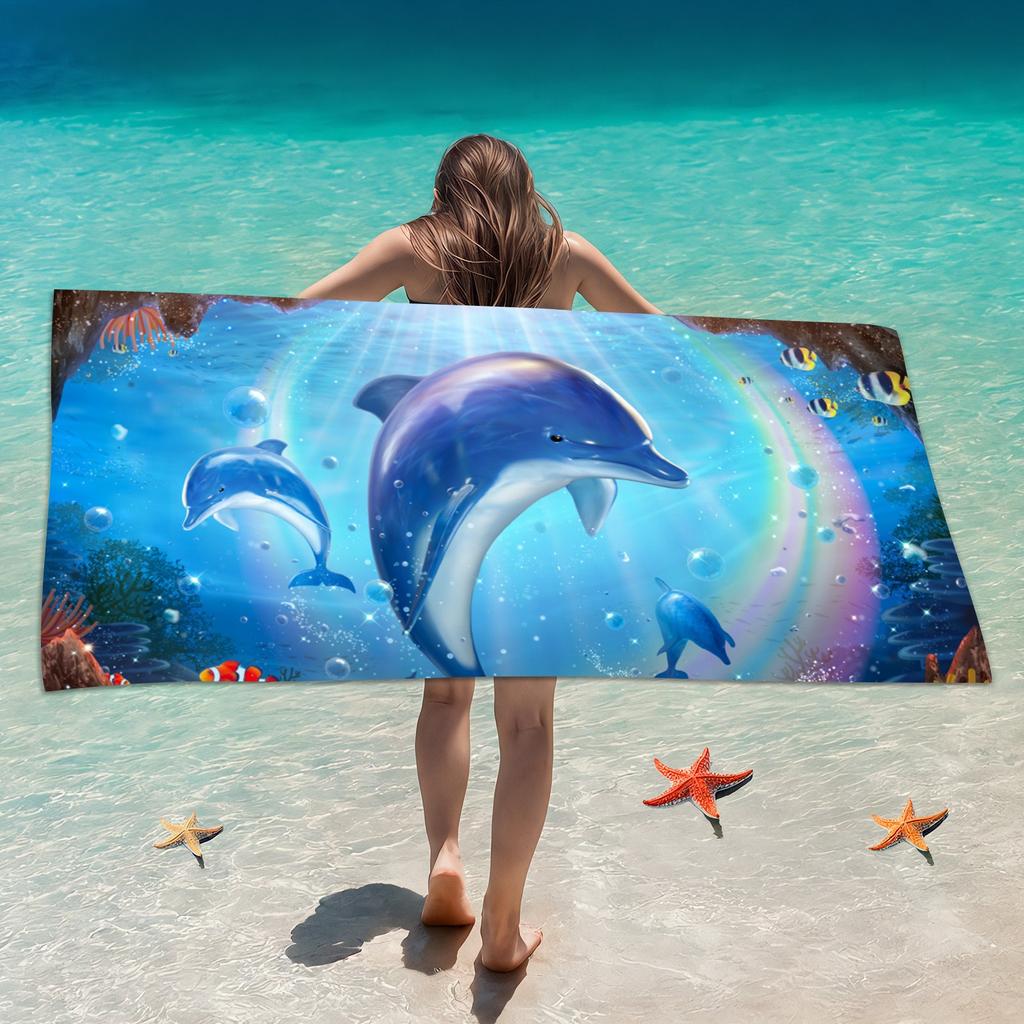 Pink Blue Leopard Animal Print Beach Towel Polyester Quick Drying Sandproof Bath Towel Summer Seaside Travel Outdoor Blanket