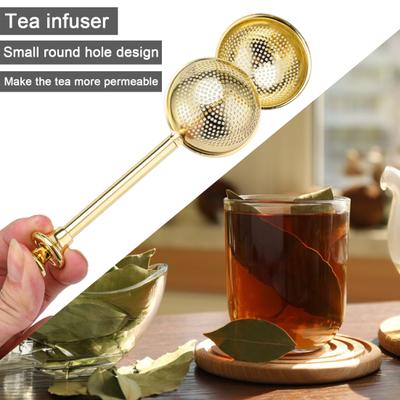Sfera Infusore da Tè in Acciaio Inossidabile Manico Lungo Maglia Fine Filtro Colino da Tè Sfera Metallo per Alimenti Infusore per Foglie Sfuse Gadget da Cucina